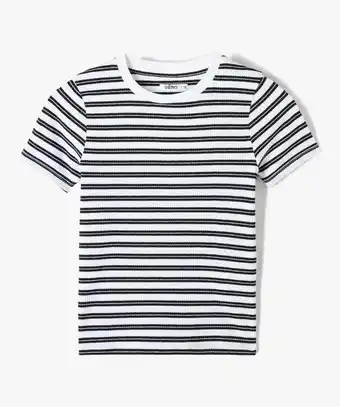 Gémo Tee-shirt fille en maille côtelée à rayures offre