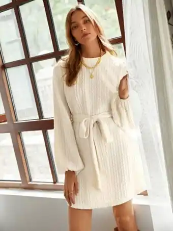 Shein frenchy robe ceinturée en tricot torsadé