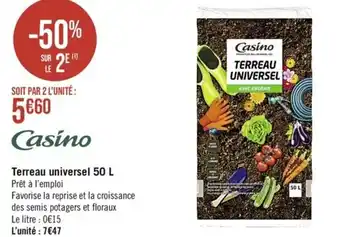 Casino Supermarchés Terreau universel 50 L offre
