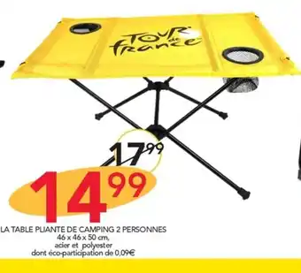 Stokomani LA TABLE PLIANTE DE CAMPING 2 PERSONNES offre