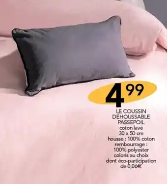 Stokomani LE COUSSIN DÉHOUSSABLE PASSEPOIL coton lavé offre