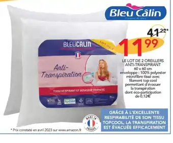 Stokomani LE LOT DE 2 OREILLERS ANTI-TRANSPIRANT offre