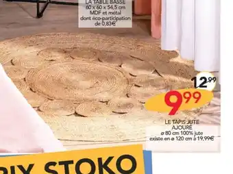 Stokomani LE TAPIS JUTE AJOURÉ offre