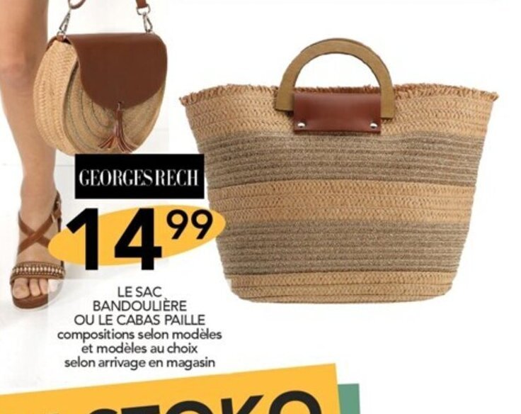 Stokomani LE SAC BANDOULIÈRE OU LE CABAS PAILLE compositions selon modèles et modèles au choix selon arrivage en magasin offre