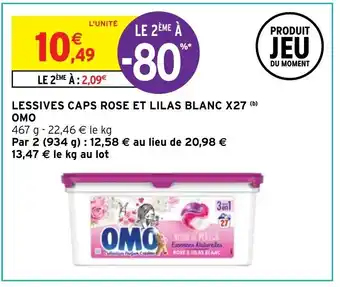 Intermarché LESSIVES CAPS ROSE ET LILAS BLANC X27 (b) OMO offre