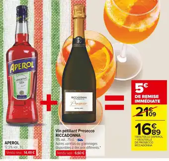 Carrefour Market Riccadonna aperol/ vin pétillant prosecco offre