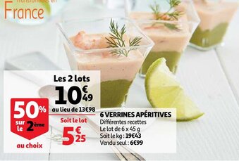 Auchan 6 Verrines apéritives offre