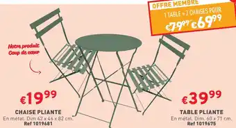 Trafic 1 TABLE + 2 CHAISES POUR offre