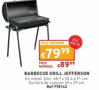 Trafic BARBECUE GRILL JEFFERSON En métal. Dim. 68,7 x 50,4 x 91 cm. Surface de cuisson 60 x 29 cm. Ref 778142 offre