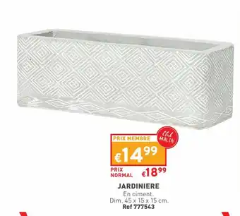 Trafic JARDINIERE En ciment. Dim. 45 x 15 x 15 cm. Ref 777543 offre