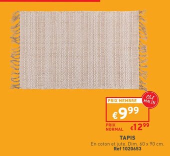 Trafic TAPIS offre