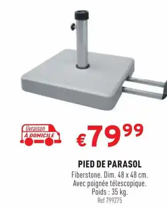 Trafic PIED DE PARASOL Fiberstone. Dim. 48 x 48 cm. Avec poignée télescopique. Poids : 35 kg. offre
