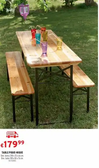 Trafic TABLE PIQUE-NIQUE offre