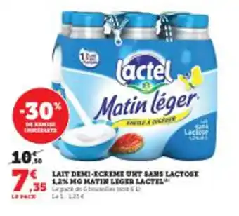 Super U LAIT DEMI-ECREME UHT SANS LACTOSE offre