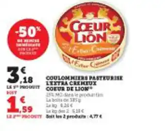 Super U COULOMMIERS PASTEURISE LEXTRA CREMEUX offre