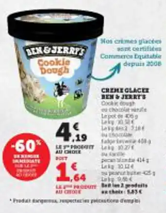 Super U CREME GLACEE BEN & JERRY'S offre