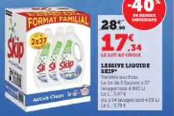 Super U LESSIVE LIQUIDE SKIP offre