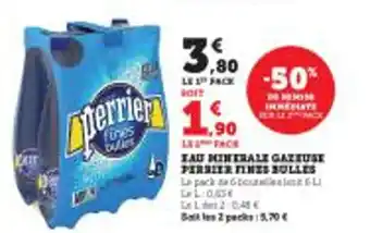 Super U EAU MINERALE GAZEUSE PERRIER FINES BULLES offre