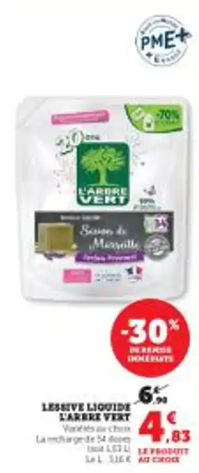 Super U LESSIVE LIQUIDE L'ARBRE VERT offre