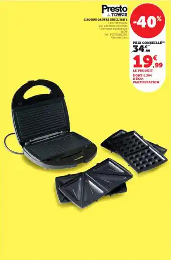 Super U CROQUE GAUFRE GRILL 3EN 1 offre