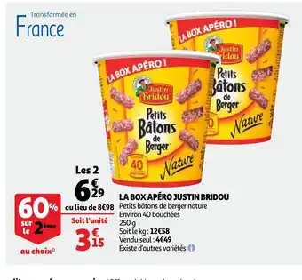 Auchan La Box Apéro Justin Bridou offre