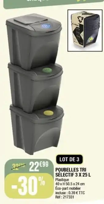 Poubelles tri selectif 3 x 25l