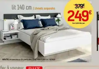 BUT Lit 140 cm 2 chevets suspendus offre