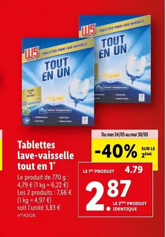 Lidl Tablettes lave-vaisselle tout en 1* offre