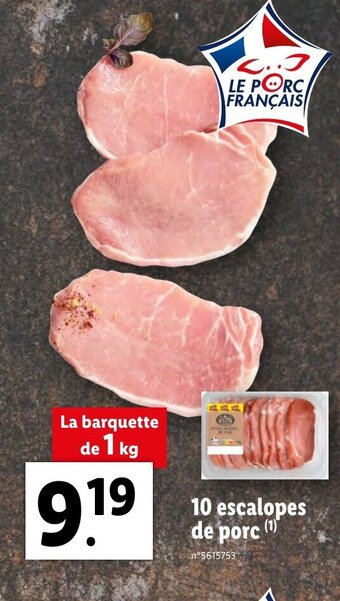 Lidl 10 escalopes de porc offre
