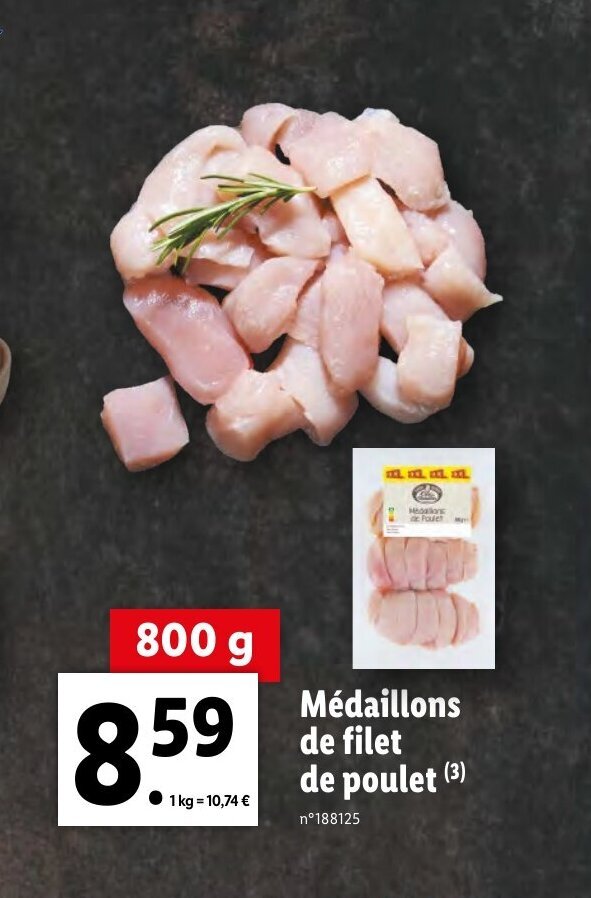 Lidl Médaillons de filet de poulet (3) offre