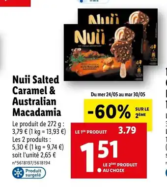Lidl Nuii Salted Caramel & Australian Macadamia offre