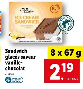 Lidl Sandwich glacés saveur vanille-chocolat offre