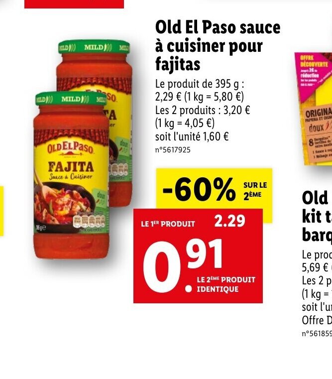Promo Old El Paso sauce à cuisiner pour fajitas chez Lidl