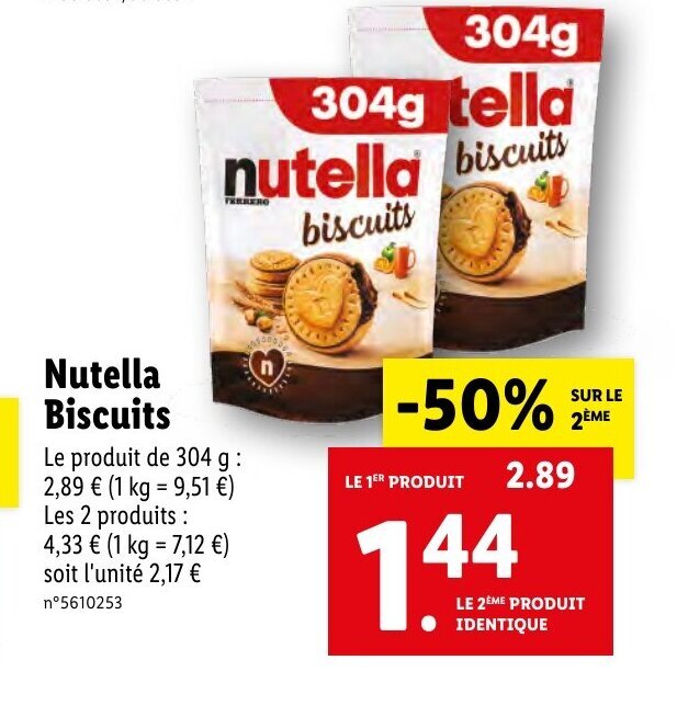 Promo Nutella Biscuits chez Lidl