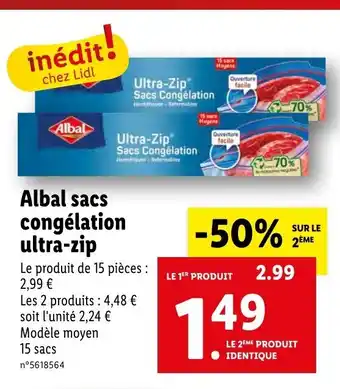 Lidl Albal sacs congélation ultra-zip offre