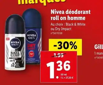 Lidl Nivea déodorant roll on homme offre
