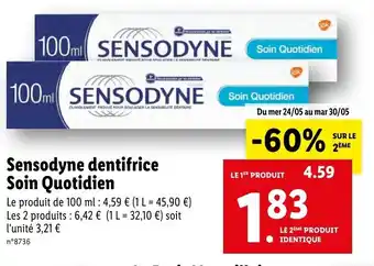 Lidl Sensodyne dentifrice Soin Quotidien offre