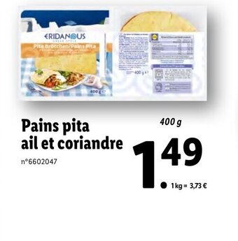 Lidl Pains pita ail et coriandre offre