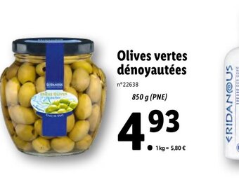 Olives vertes dénoyautées