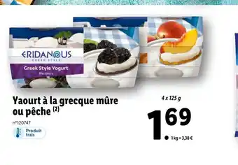 Lidl Yaourt à la grecque mûre ou pêche offre