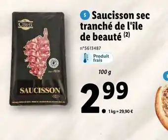 Lidl Saucisson sec tranché de l'île de beauté (2) offre