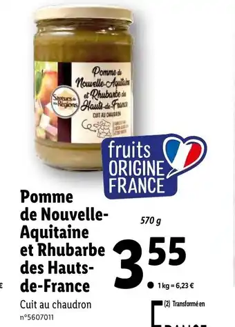 Lidl Pomme de Nouvelle-Aquitain et Rhubarbe d Hauts-de-France offre