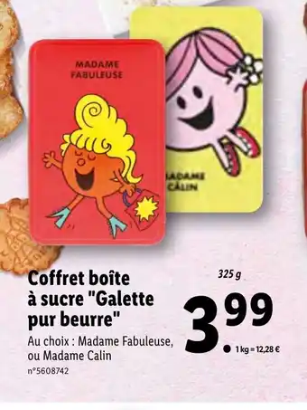 Lidl Coffret boîte à sucre "Galette pur beurre" offre