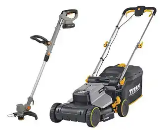 Brico Dépôt Titan tondeuse 34 cm + coupe-bordures 18 v - 25 cm offre