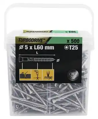 Diall vis à bois inox a2 5 x 60 mm 500 pièces
