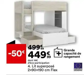 BUT Lit Superposé 2x90x190 Cm Flex offre