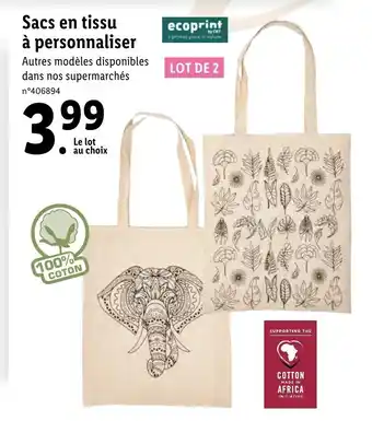 Lidl Sacs en tissu à personnaliser Autres modèles disponibles dans nos supermarchés offre