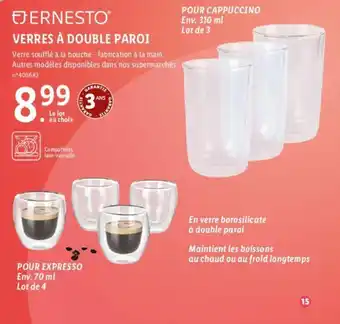 Lidl ERNESTOⓇ VERRES À DOUBLE PAROI offre