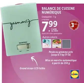 Lidl BALANCE DE CUISINE NUMÉRIQUE offre