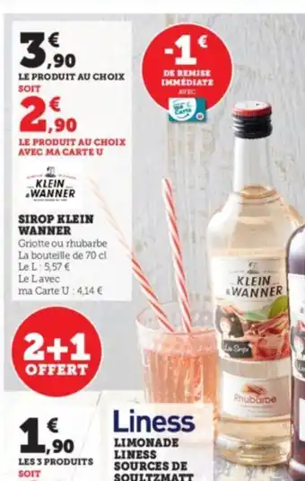 Super U SIROP KLEIN WANNER offre